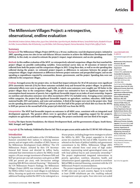 The Millennium Villages Project: a retrospective, observational .